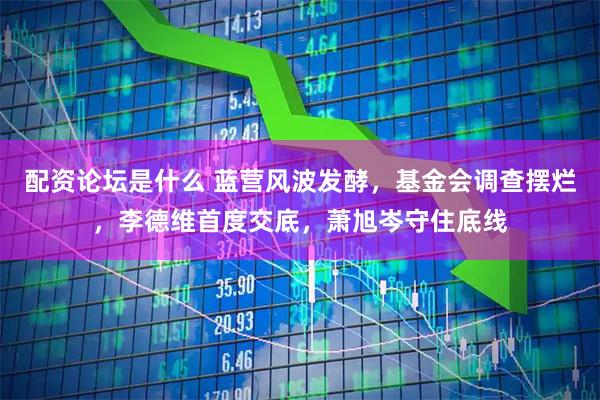配资论坛是什么 蓝营风波发酵，基金会调查摆烂，李德维首度交底，萧旭岑守住底线